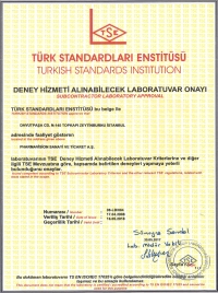 TS EN ISO/IEC 17025 Laboratory Accreditation Certificate